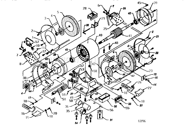 6" Bench Grinder Diagram and Parts List for 319190622  Craftsman Bench Grinder