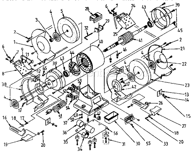 8-Inch Bench Grinder Diagram and Parts List for 319190630  Craftsman Bench Grinder