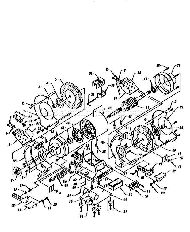 6 Inch Bench Grinder Diagram and Parts List for 319190631  Craftsman Bench Grinder