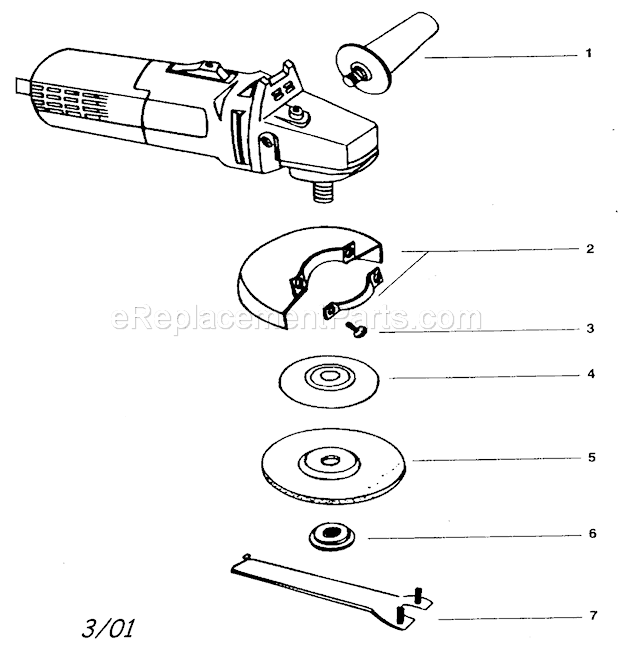 Cabinet Parts Diagram and Parts List for 31926648  Craftsman Angle Grinder