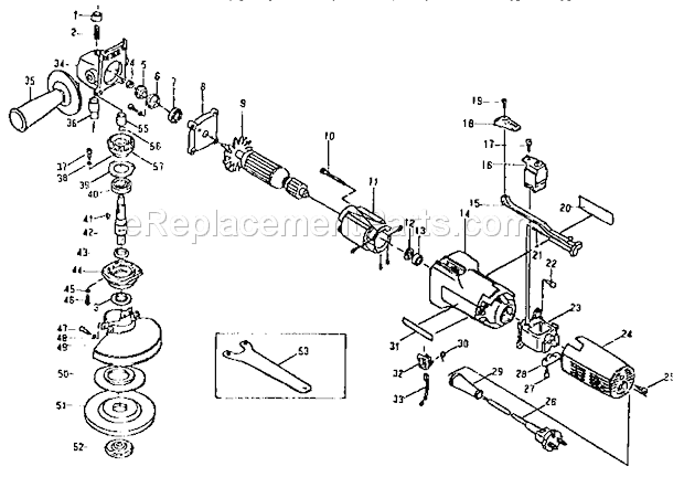 Motor Assembly Diagram and Parts List for 319271170  Craftsman Angle Grinder