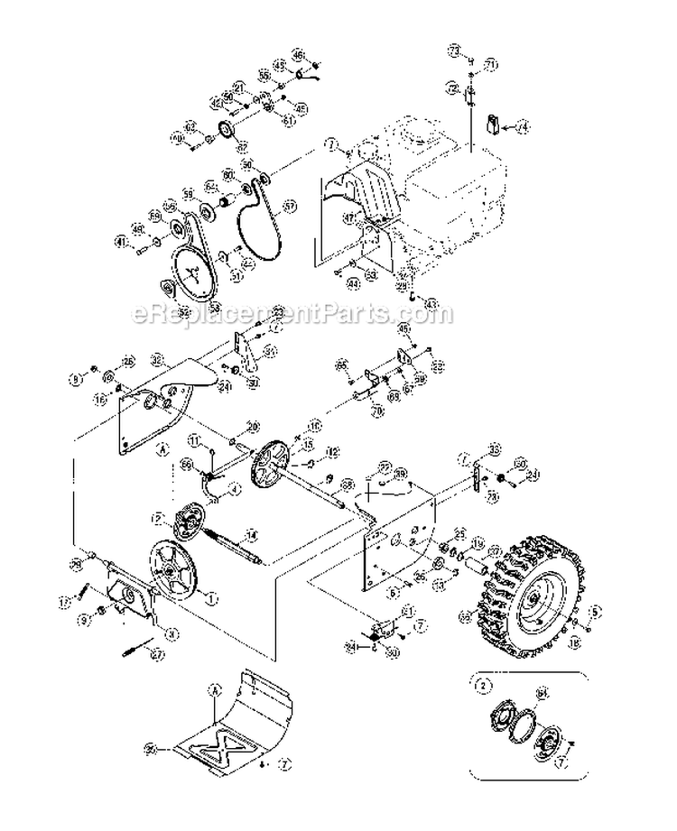 AxleWheel Diagram and Parts List for 31AM63TF799  Craftsman Snow Blower