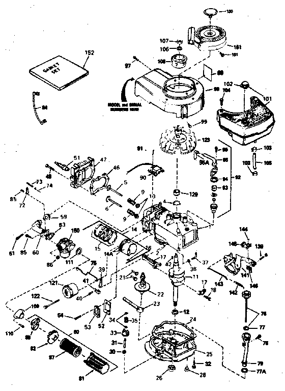 Engine Diagram and Parts List for 143374312  Craftsman Engine