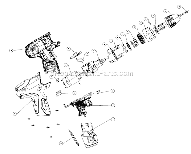Drill Diagram and Parts List for 32011812  Craftsman Cordless Drill