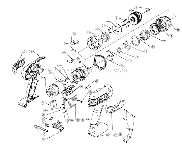 Drill Diagram and Parts List for 32011870  Craftsman Cordless Drill