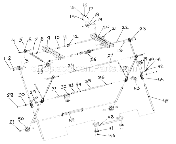 Stand Assy Diagram and Parts List for 32019730  Craftsman Workbench