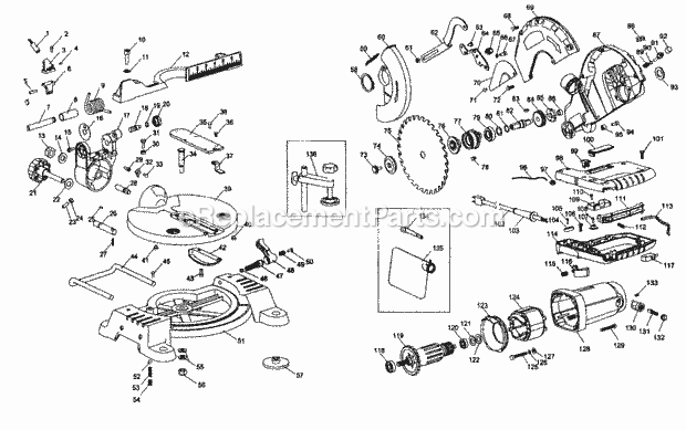 Saw Diagram and Parts List for 32021180  Craftsman Miter Saw