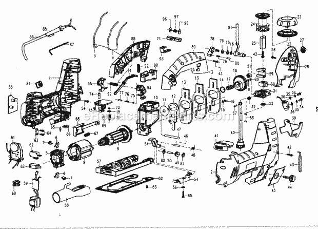 Housing Assy Diagram and Parts List for 32027245  Craftsman Jig Saw