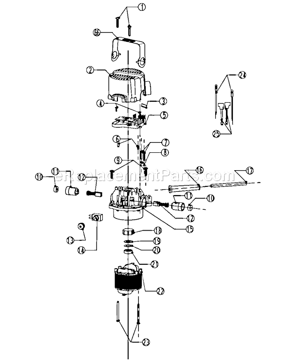 Motor 1 Diagram and Parts List for 3202767  Craftsman Router