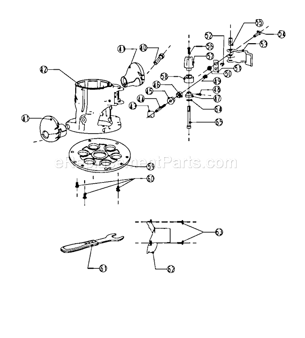 Base Diagram and Parts List for 3202767  Craftsman Router