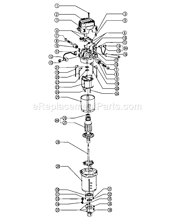 Motor Assy Diagram and Parts List for 3202768300  Craftsman Router