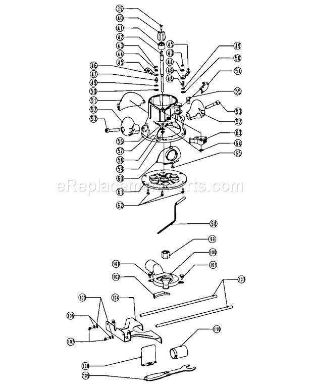 Fixed Base Diagram and Parts List for 3202768300  Craftsman Router