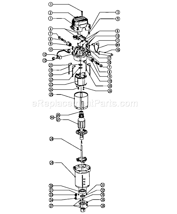 Motor Assy Diagram and Parts List for 3202768  Craftsman Router