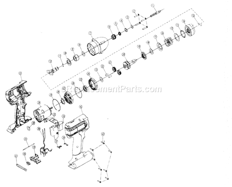 Drill Assy Diagram and Parts List for 32028128  Craftsman Impact Driver
