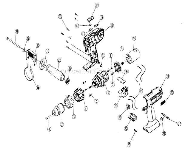 Drill Diagram and Parts List for 32028169  Craftsman Cordless Drill