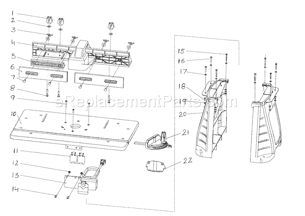 Router Table Diagram and Parts List for 32028180  Craftsman Router