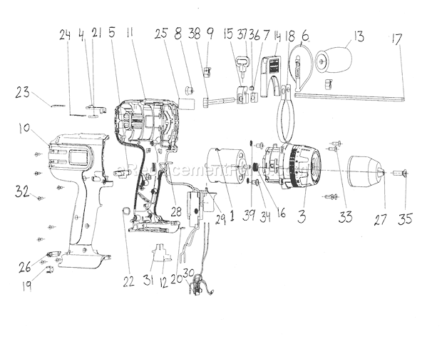 Drill Diagram and Parts List for 32029004  Craftsman Cordless Drill