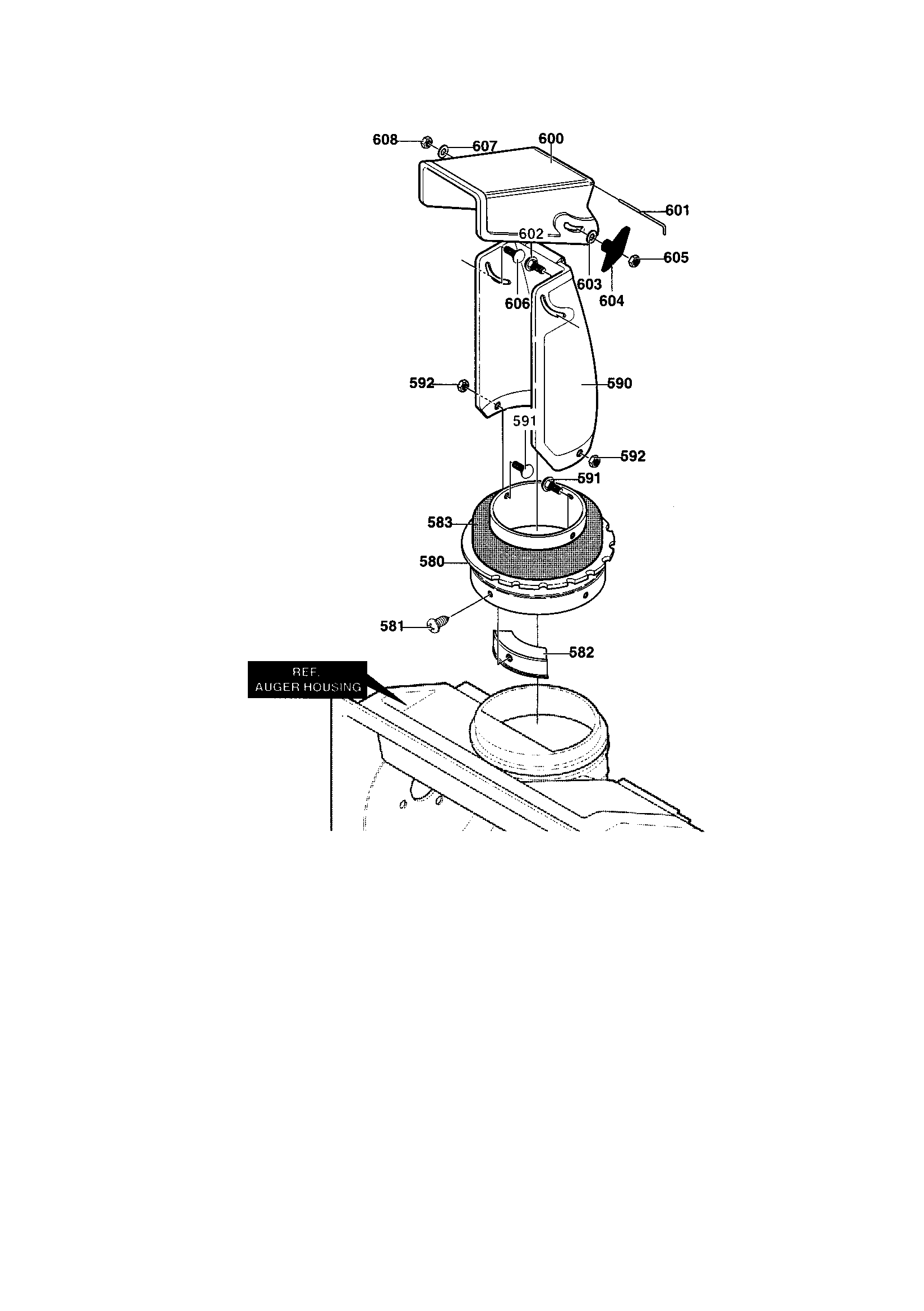 Discharge Chute Diagram and Parts List for C950-52735-0  Craftsman Snow Blower