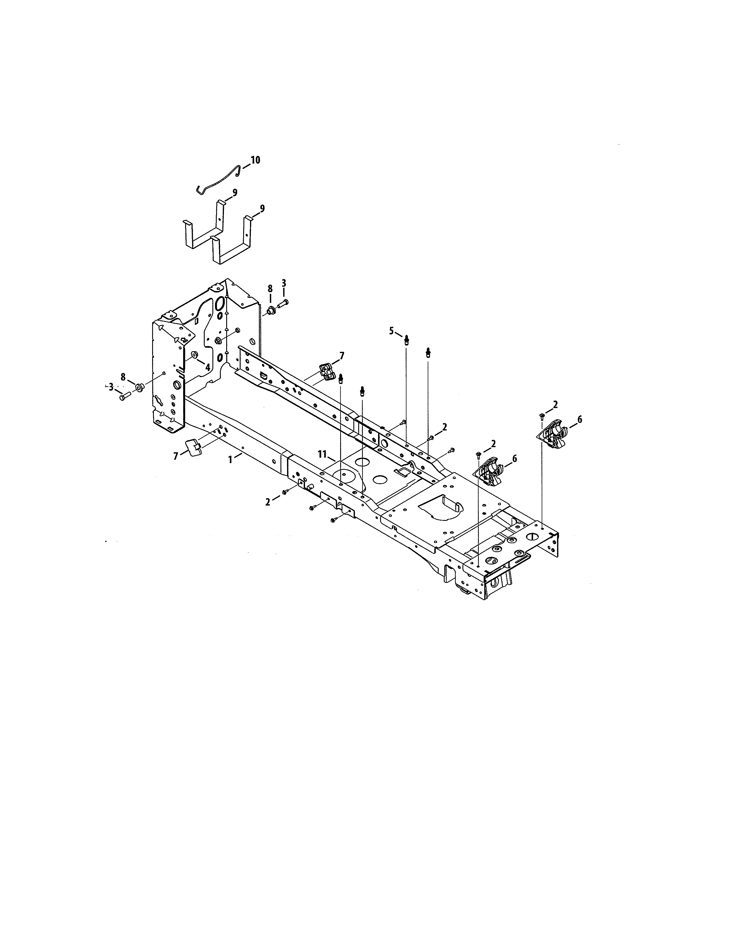 Frame Diagram and Parts List for 247270380  Craftsman Lawn Tractor