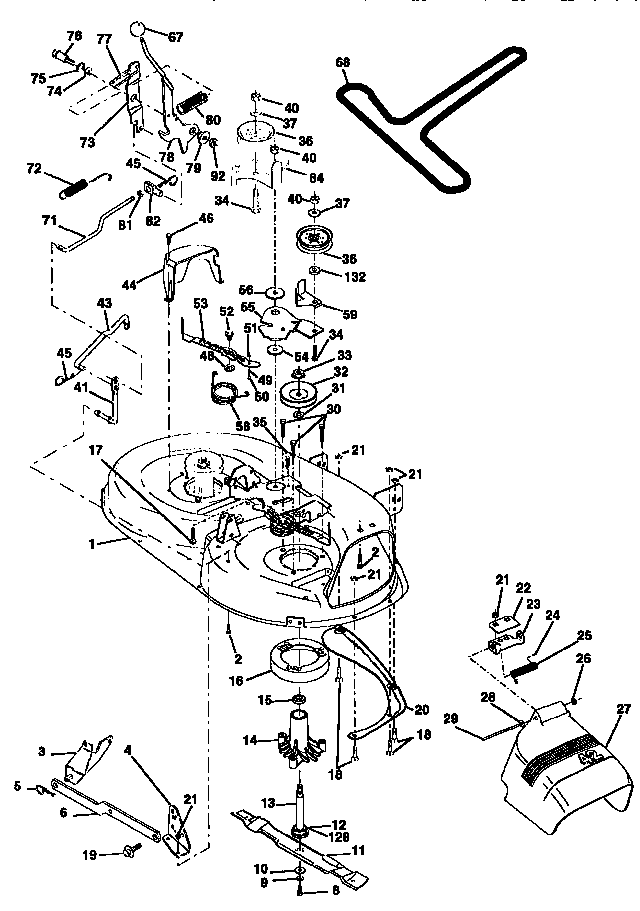 Mower Diagram and Parts List for 917258101  Craftsman Lawn Tractor
