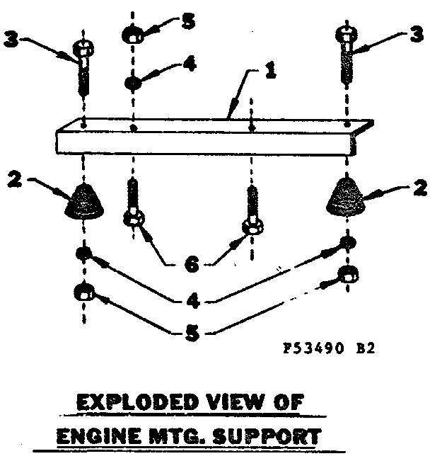 Engine Mounting Support Diagram and Parts List for 58053490  Craftsman Engine