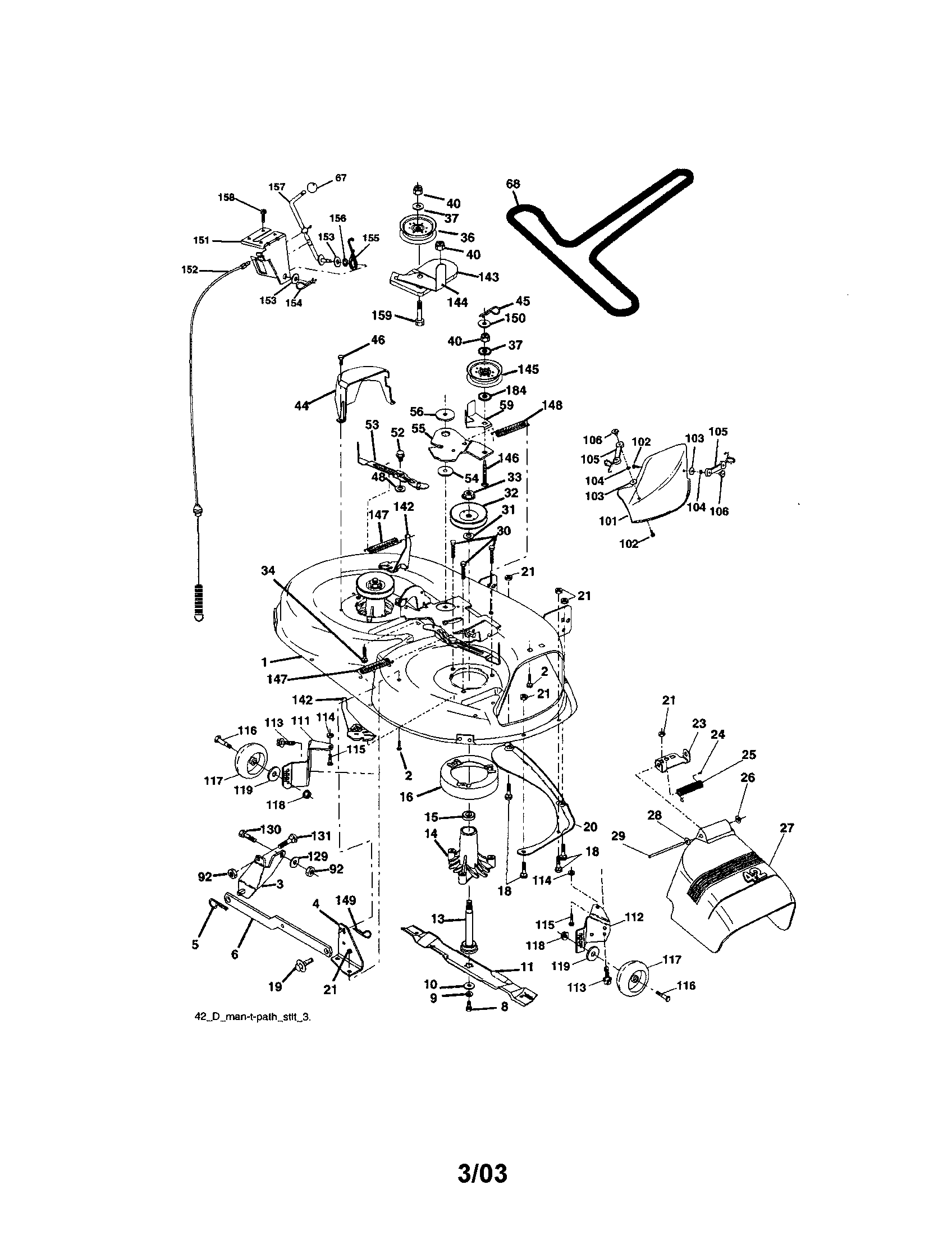 Mower Deck Diagram and Parts List for 917272921  Craftsman Lawn Tractor