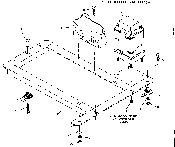 Mounting Base Diagram and Parts List for 580321910  Craftsman Engine
