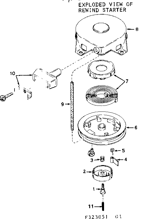 Rewind Starter Diagram and Parts List for 580323051  Craftsman Engine