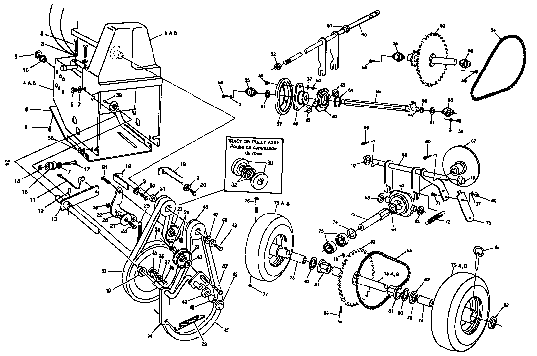 Motor Mount Assembly Diagram and Parts List for 88417  Craftsman Snow Blower