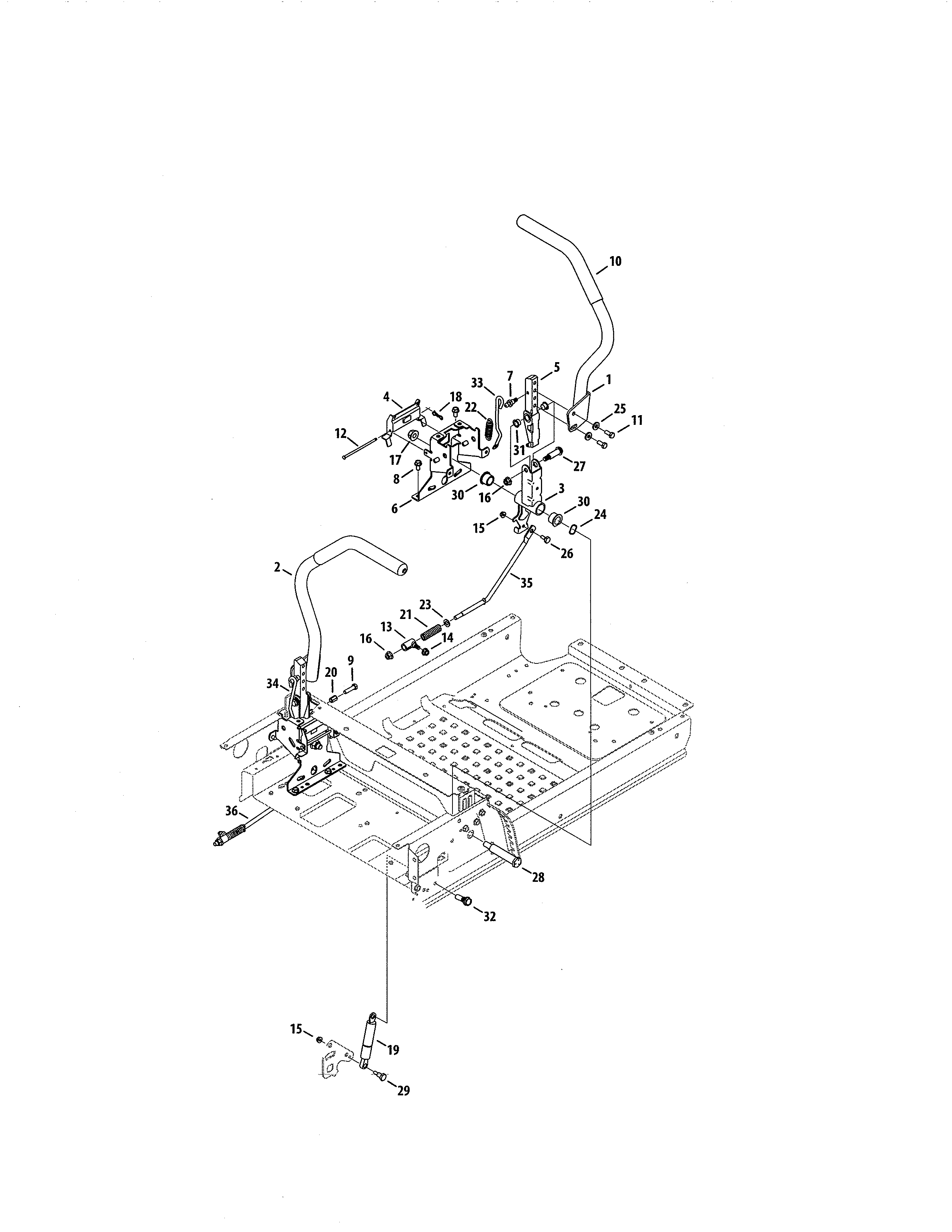 Lapbar Levers Diagram and Parts List for 247204220  Craftsman Engine