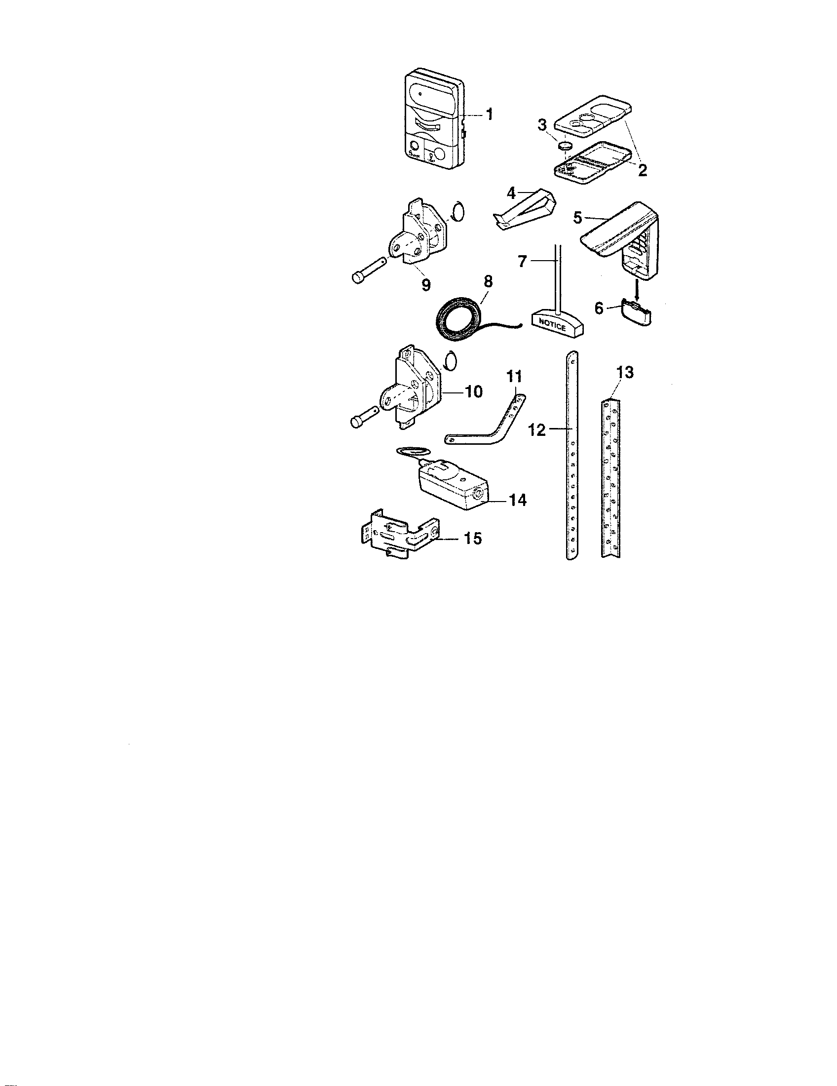 Installation Parts Diagram and Parts List for 13953997D  Craftsman Garage Door Opener