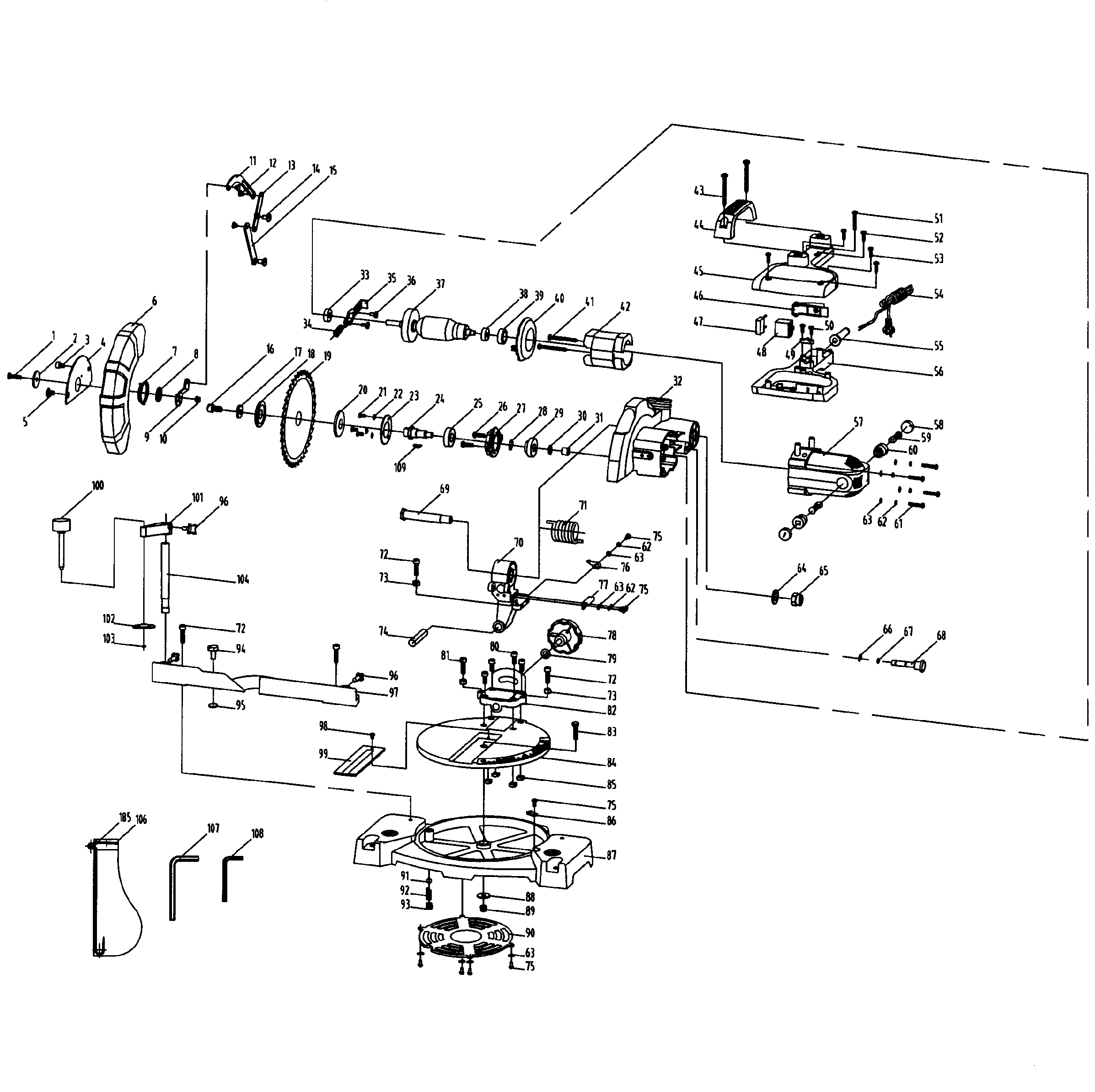 Miter Saw Diagram and Parts List for 12632564  Craftsman Miter Saw