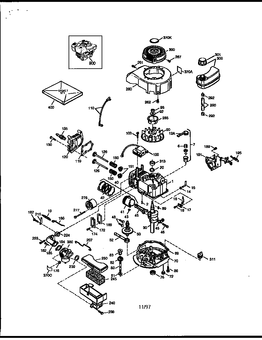 Replacement Parts Diagram and Parts List for 143973500  Craftsman Engine