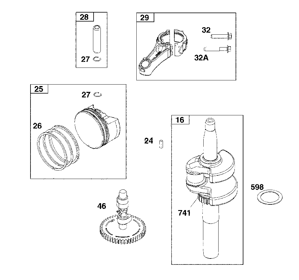 Crankshaft Diagram and Parts List for CMXGMAM1125506  Craftsman Lawn Mower
