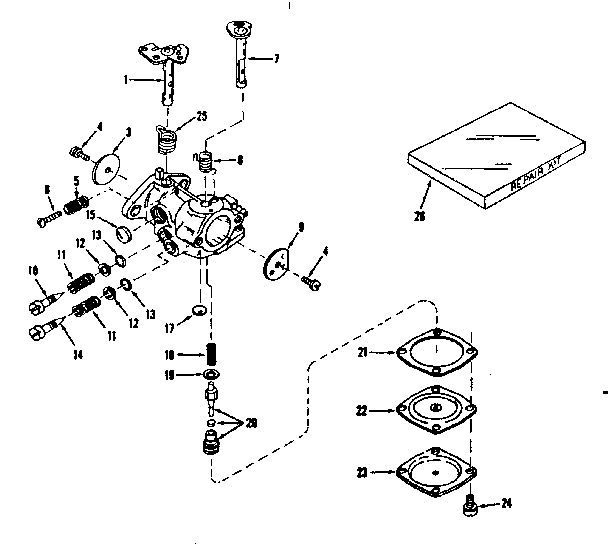 Carburetor No. 29780 Diagram and Parts List for 143501141  Craftsman Engine