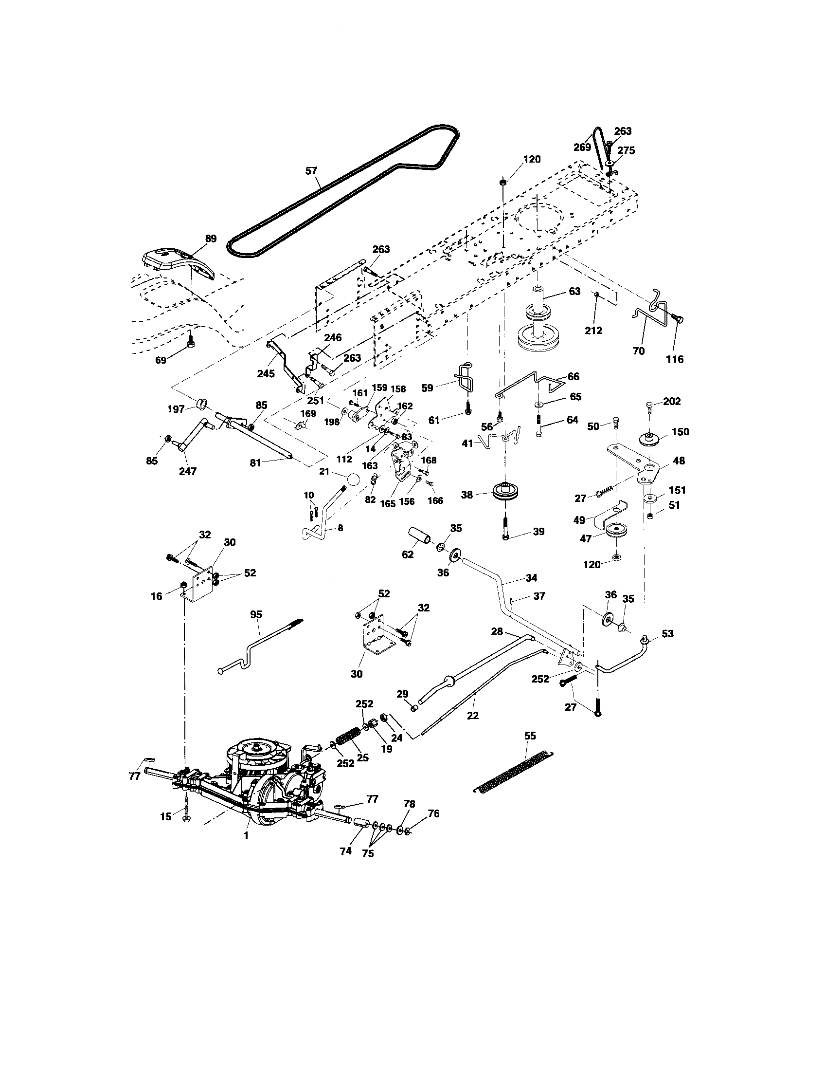 Ground Drive Diagram and Parts List for 917276781  Craftsman Lawn Tractor