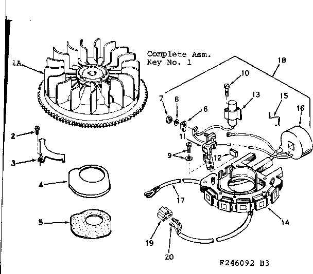 Magneto Diagram and Parts List for 143246092  Craftsman Engine