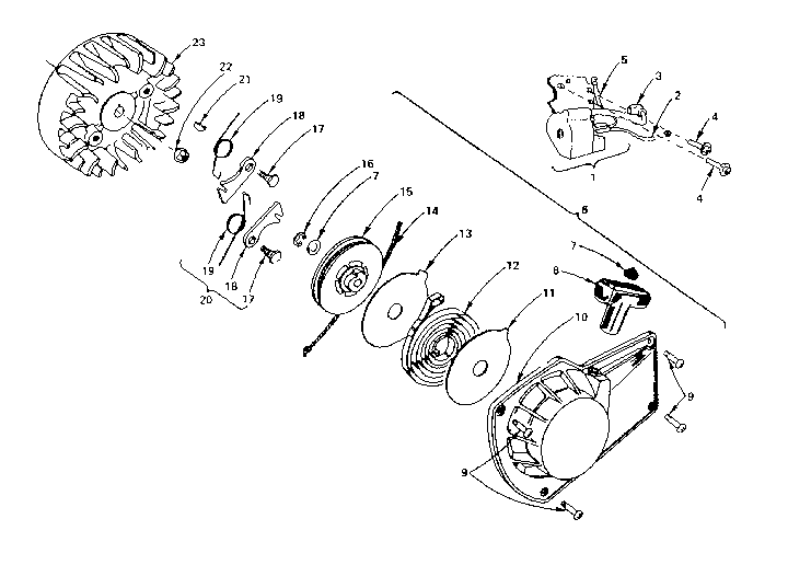 Ignition & Recoil Starter Diagram and Parts List for 917353722  Craftsman Chainsaw