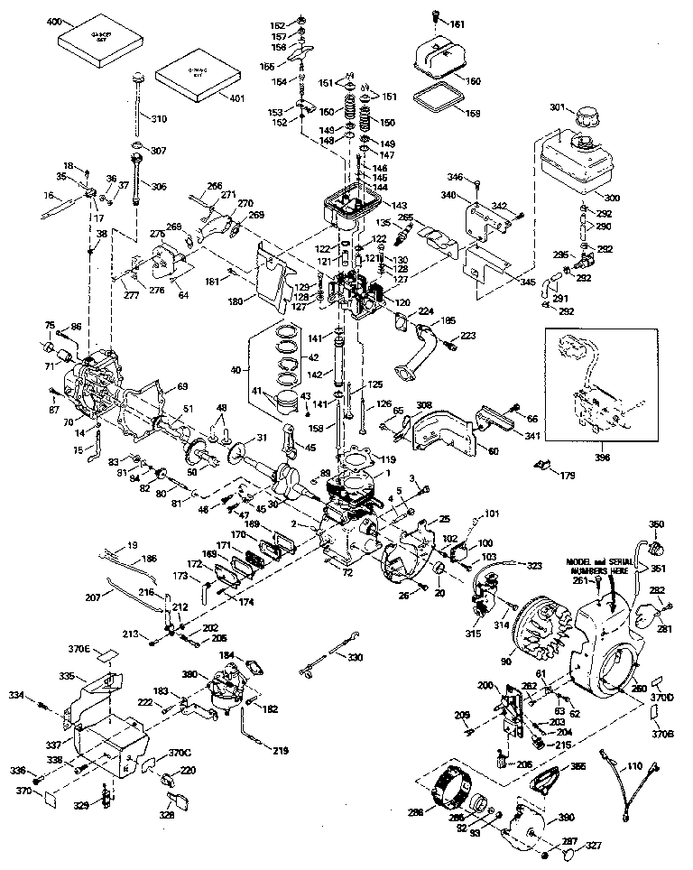 Replacement Parts Diagram and Parts List for 143816042  Craftsman Engine