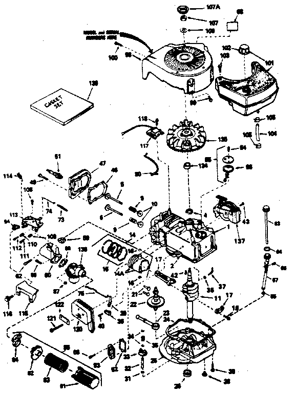 Engine Diagram and Parts List for 143384502  Craftsman Engine