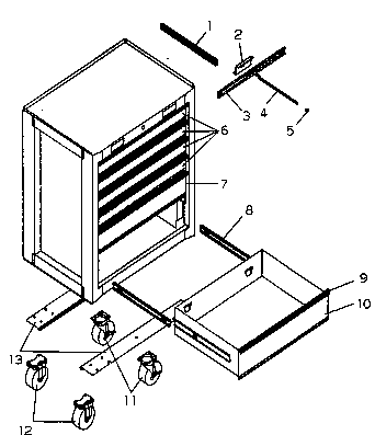 Chest Diagram and Parts List for 706619530  Craftsman Tool Stand & Cart