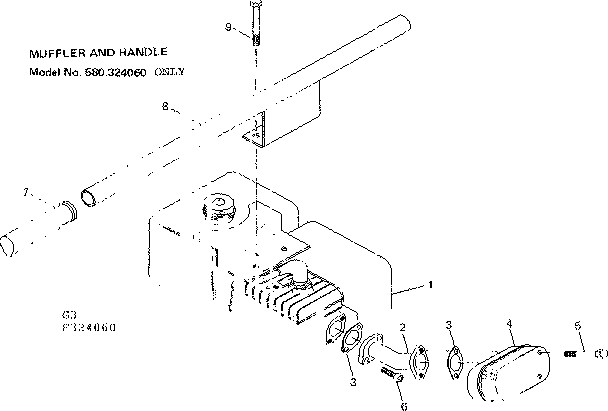 Muffler And Handle Diagram and Parts List for 580324061  Craftsman Engine