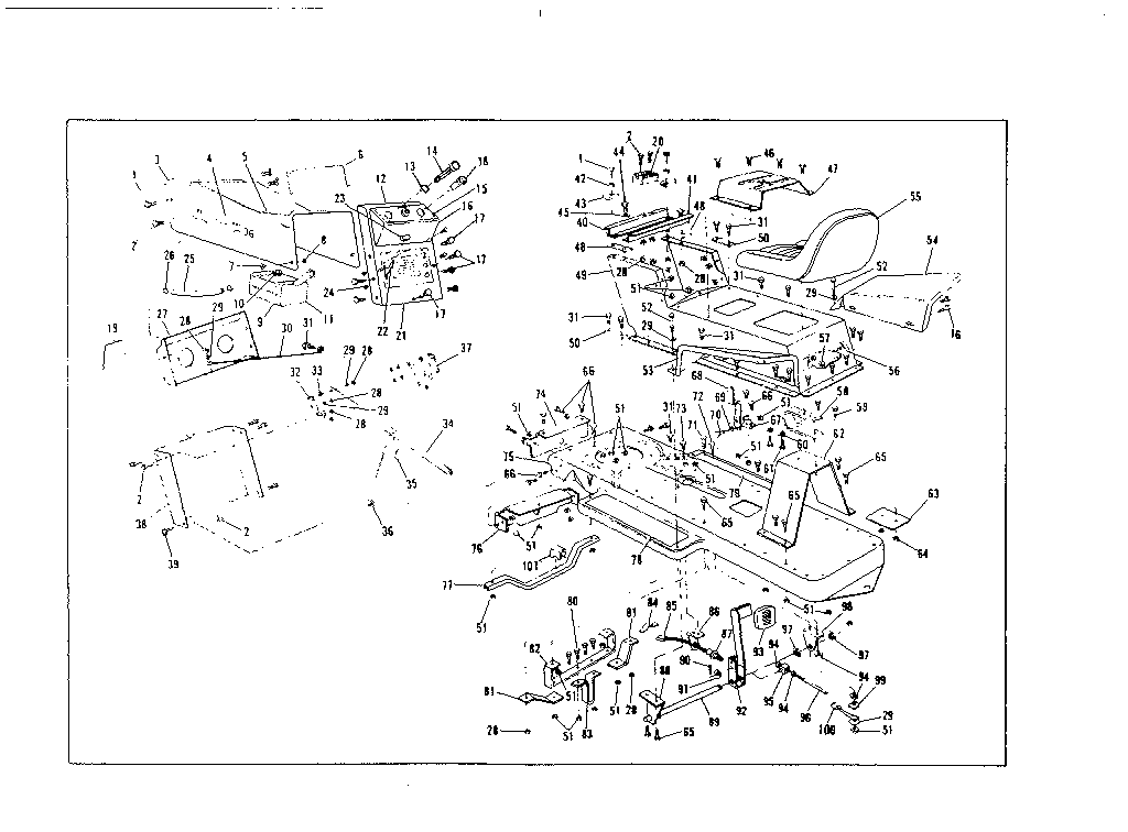 Top Half Diagram and Parts List for 53681360  Craftsman Lawn Mower