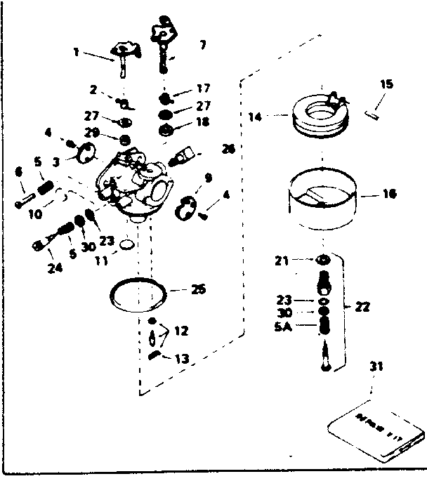 Carburetor Diagram and Parts List for 143356202  Craftsman Engine
