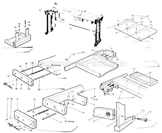Unit Diagram and Parts List for 33810231  Craftsman Workbench