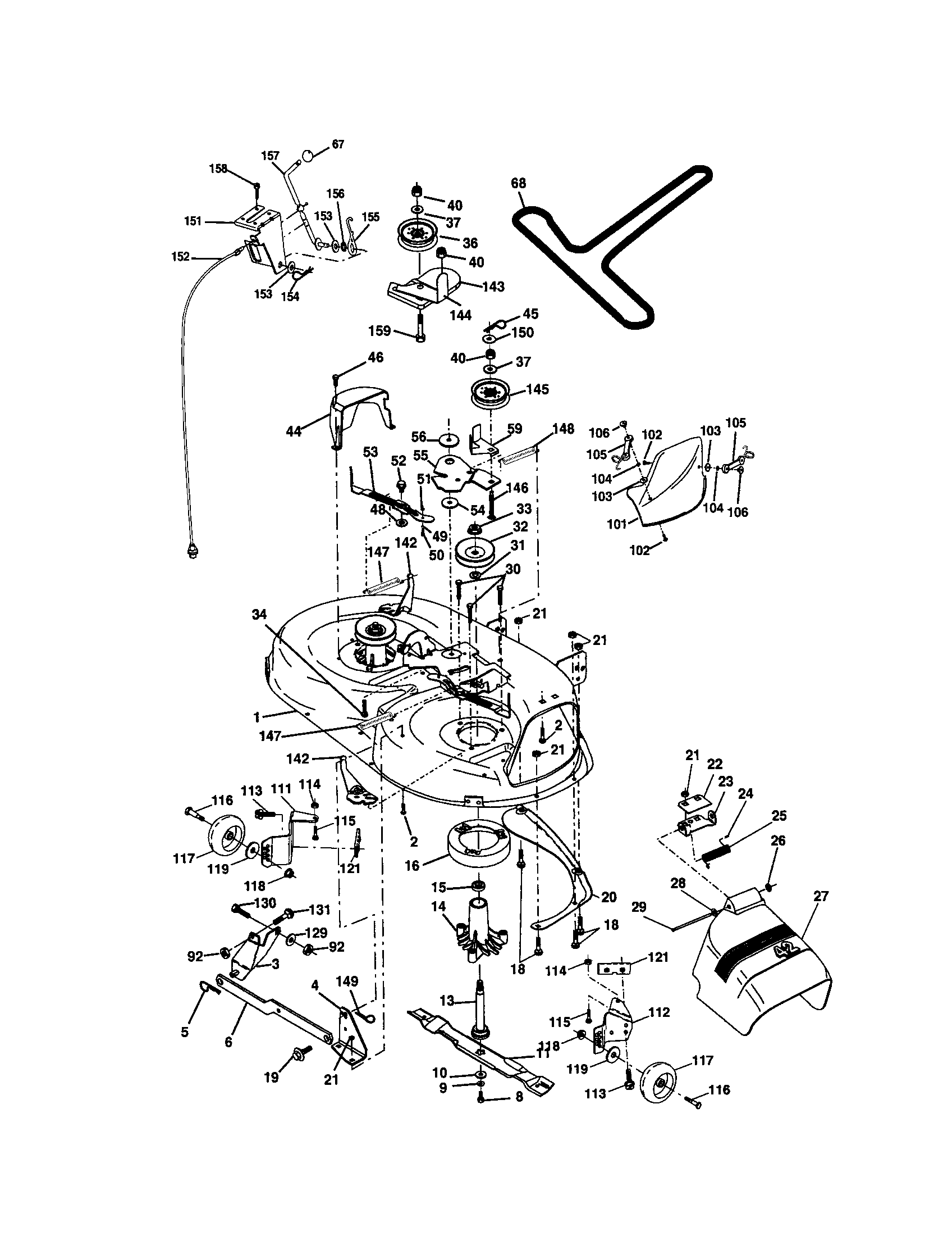Mower Deck Diagram and Parts List for 917272082  Craftsman Lawn Tractor