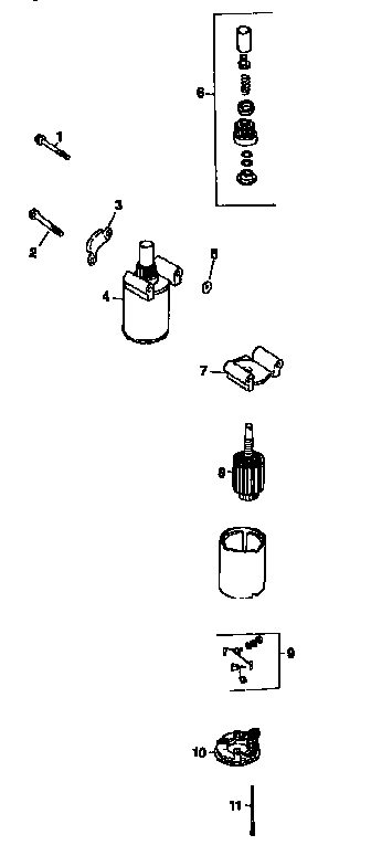 Starting System Diagram and Parts List for 501CV20S-65527  Craftsman Engine