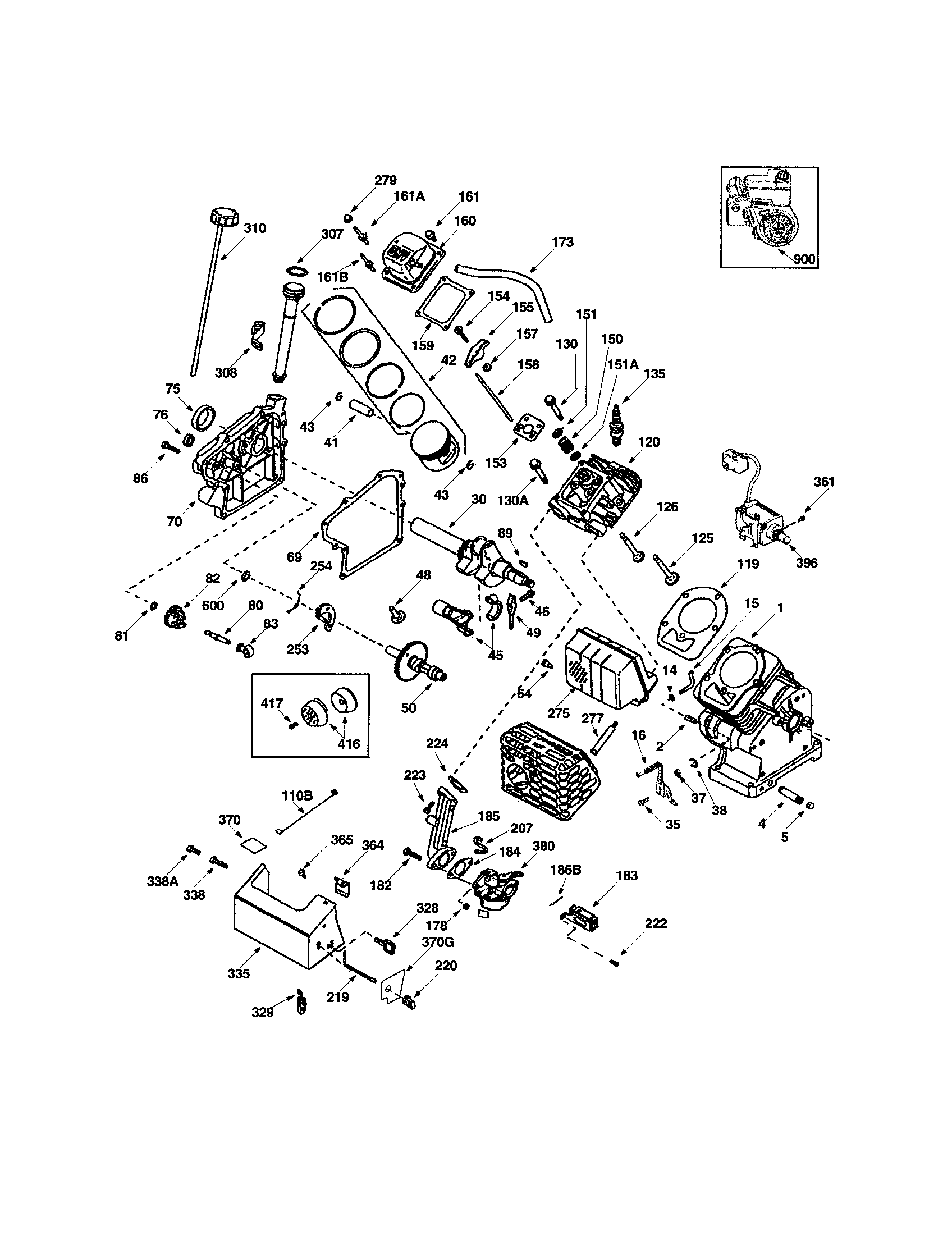 Piston And Pin/cylinder/muffler Diagram and Parts List for 143026503  Craftsman Engine