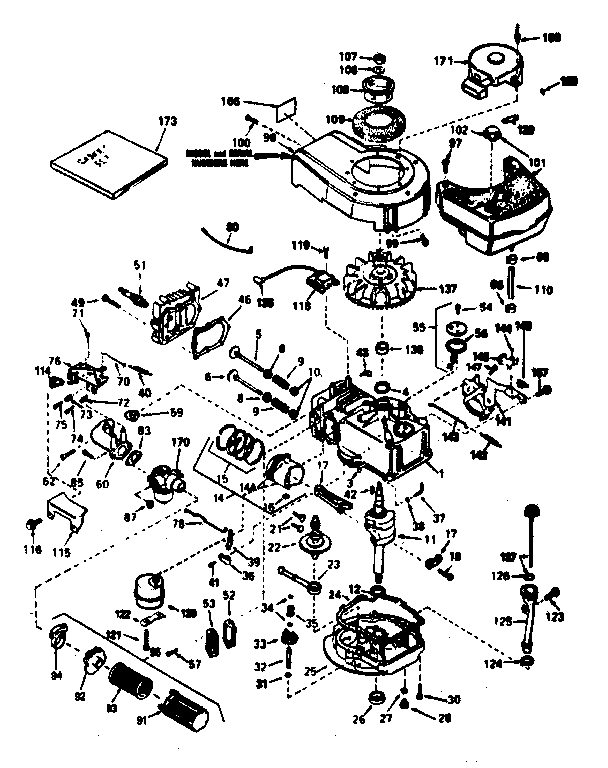 Basic Engine Diagram and Parts List for 143354362  Craftsman Engine