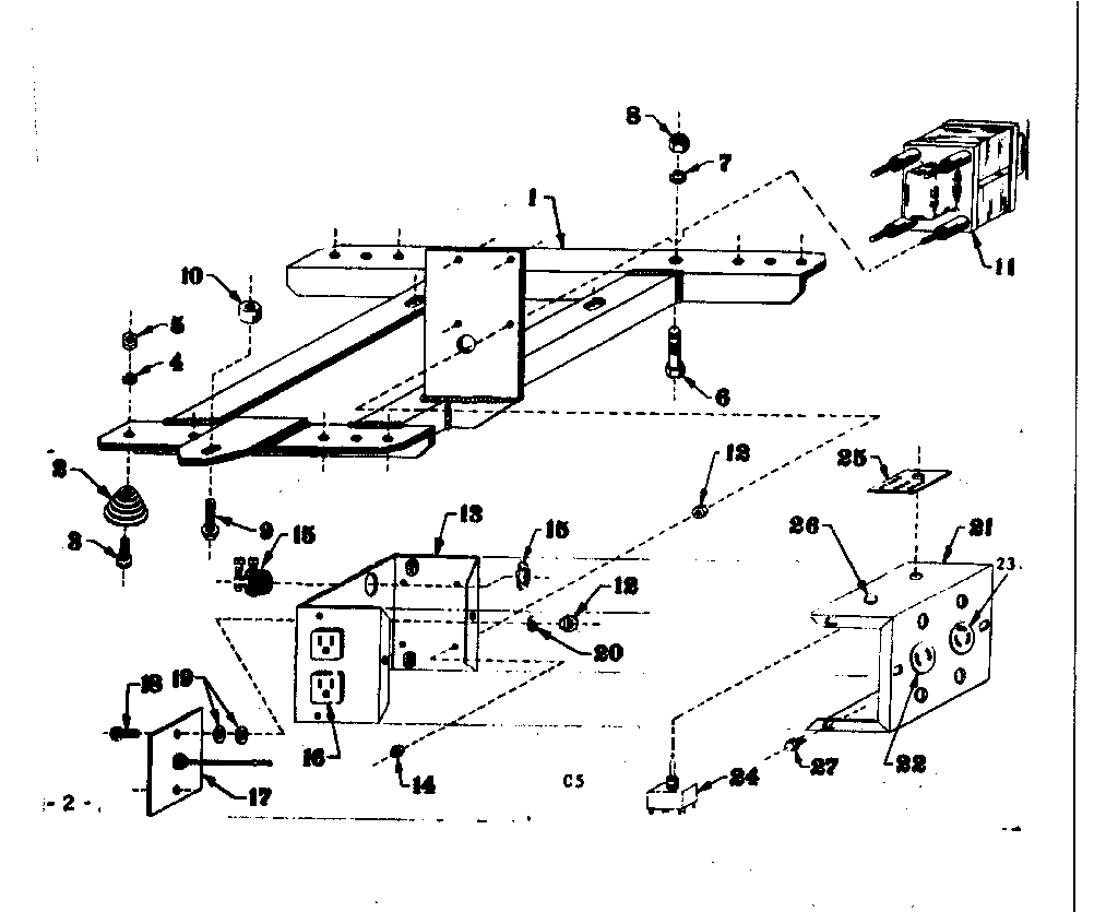 Mounting Base Diagram and Parts List for 5803189-4  Craftsman Engine